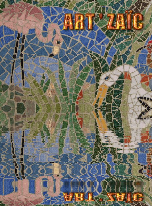 decor mosaiques emaux briare pate de verre cygne flamand