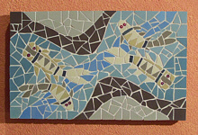 Dessous de Plat poissons mosaque grs Crame