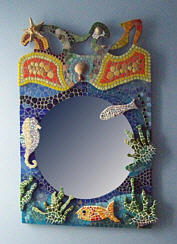 grand miroir mosaque coquillages verre