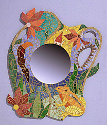 Miroir mosaque farfadet grenouille maux briare verre